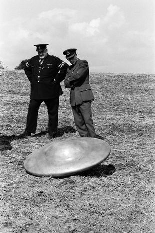 A flying saucer in a field near Chippenham, Wiltshire, in 1967