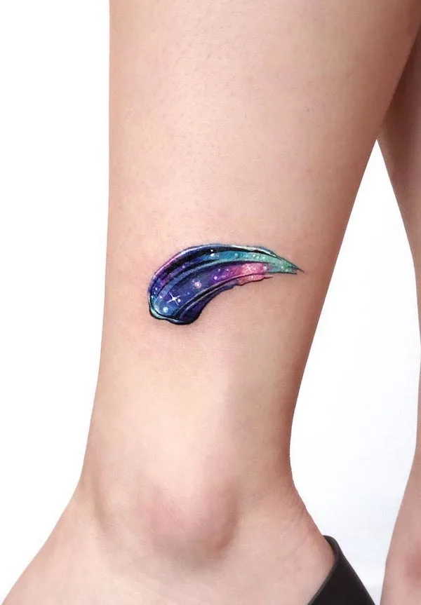 Brushstroke ankle tattoo by @tattooist_sigak