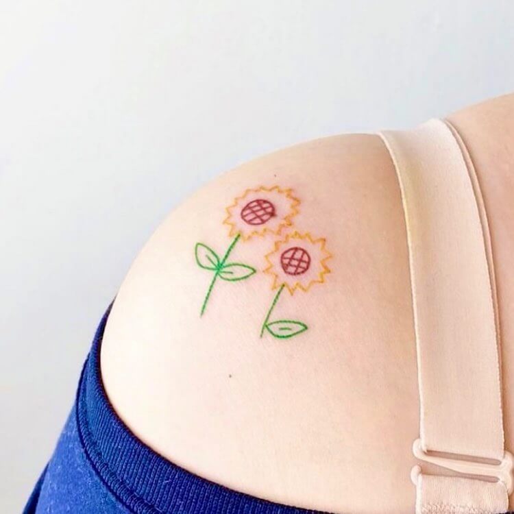 Sunflower Doodle Tattoo