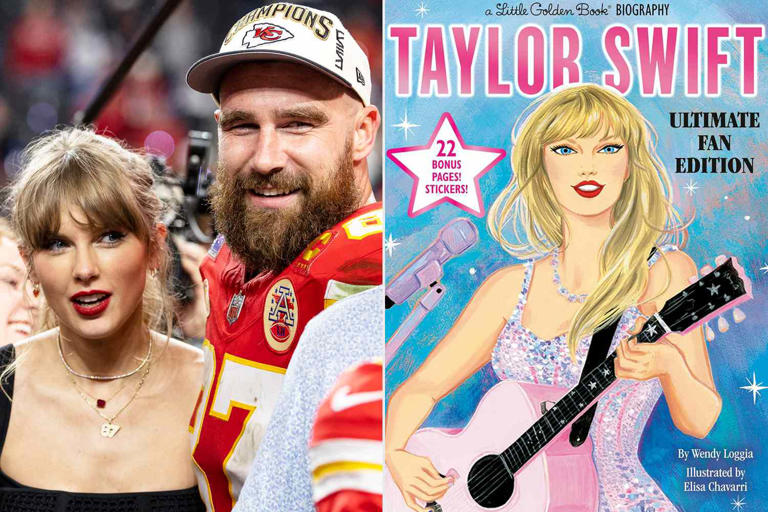 Michael Owens/Getty; Golden Books Taylor Swift and Travis Kelce; New Taylor Swift book