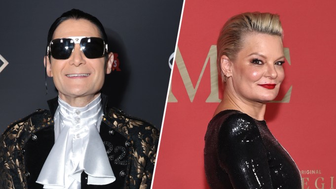 Red carpet photos of Corey Feldman and Martha Plimpton