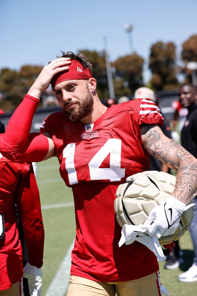 Ricky Pearsall #14 of the San Francisco 49ers during training camp at SAP Performance Facility on July 31, 2024 in Santa Clara, California.