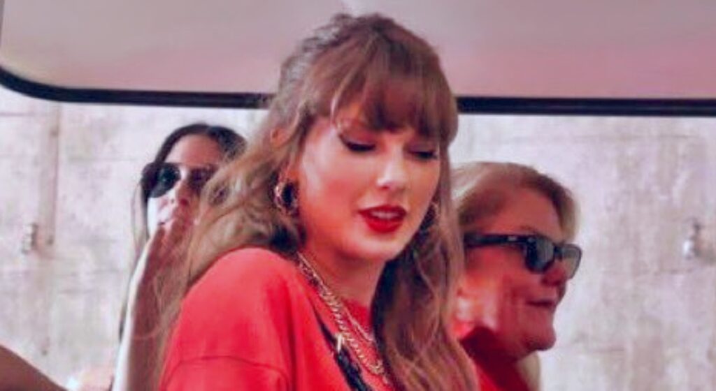 Taylor Swift arriving at Chiefs-Bengals game.