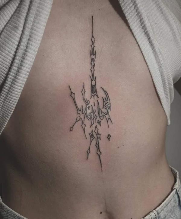 cyber sigilism tattoo sternum