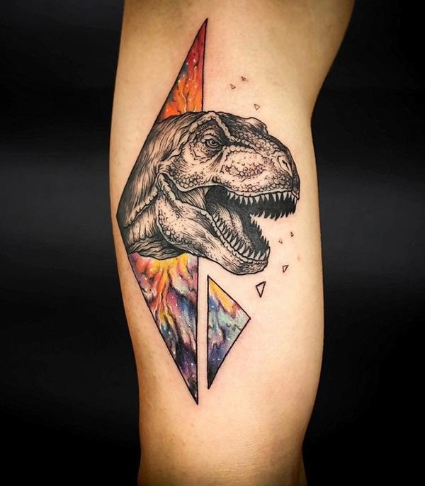 dinosaur illustration style tattoo