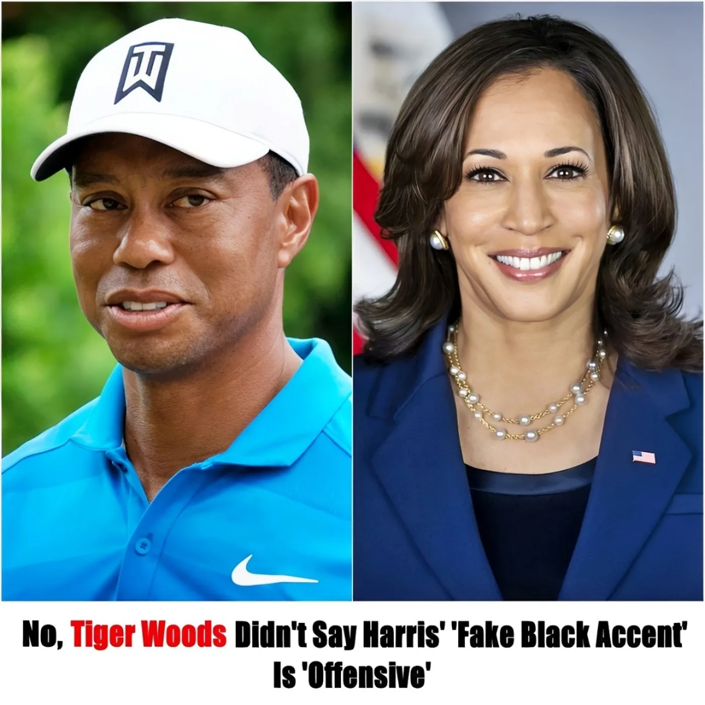 Golfer Tiger Woods Says: “Kamala [Harris]'s Fake Black Accent Is Embarrassing And Extremely Offensive