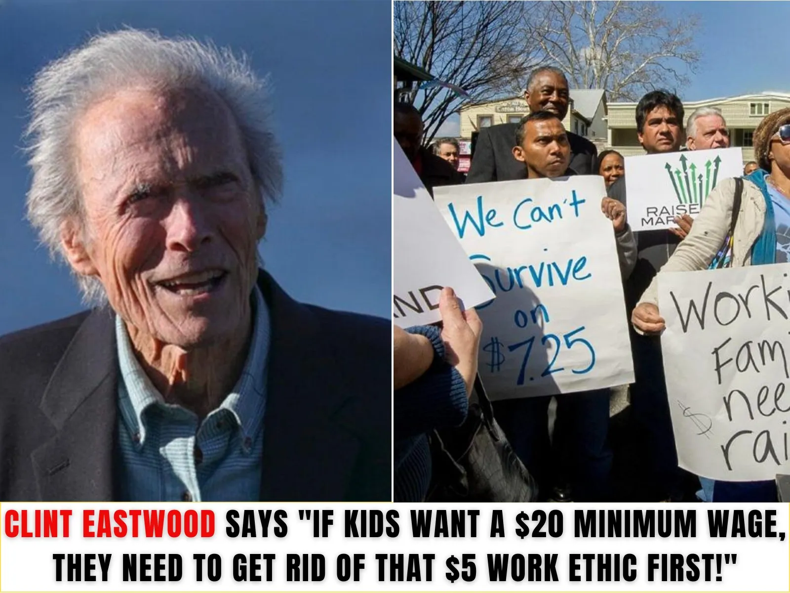 Clint Eastwood Says “If kids want a $20 minimum wage, they need to get rid of that $5 work ethic first!”