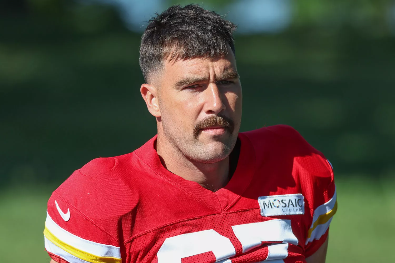 Kansas City Chiefs tight end Travis Kelce (87) during training camp on August 2, 2024